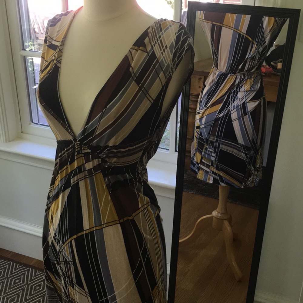 Geometric, colored midi dress